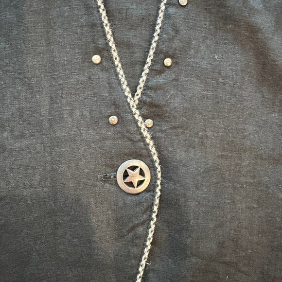 VTG NEW FRONTIER Studded Linen Blend Vest Size 1X Western Indie Hipster Casual - Picture 3 of 9